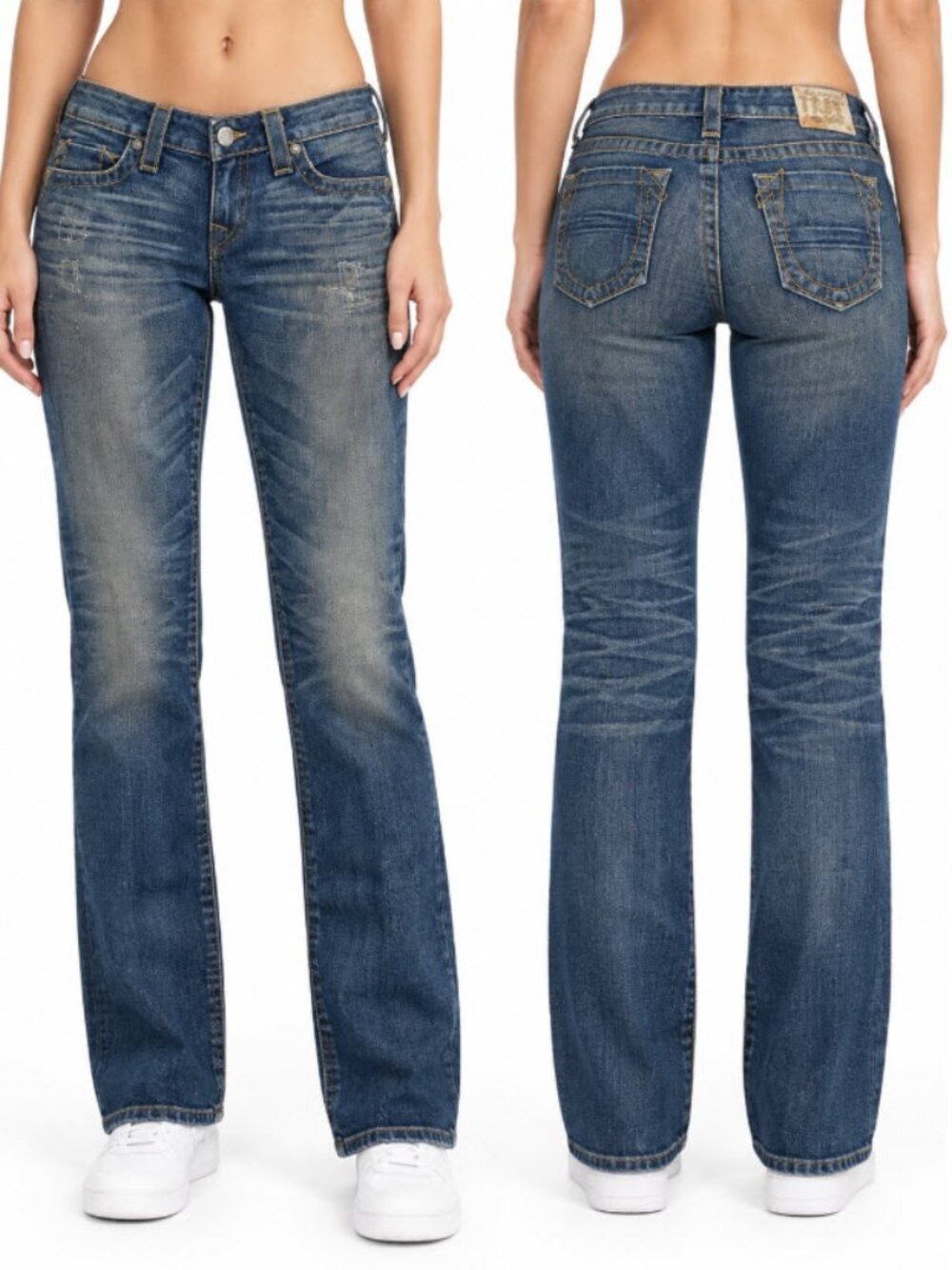 True Religion Women's Johnny Blue Low Rise Straight Leg Jeans NWT Size 28